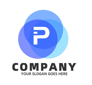 蓝色简约企业字母P通用标识标志logo英文字母logo设计